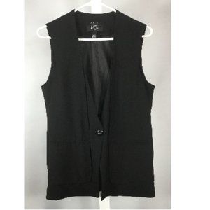Black One Button Fitted Vest